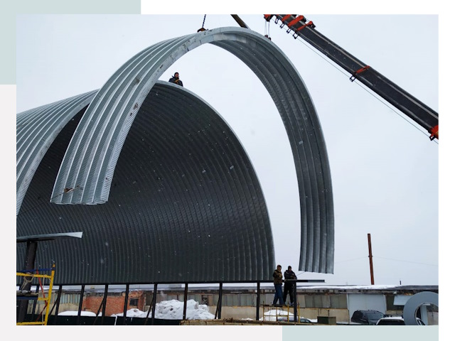 Полукруглые ангары в Кинели